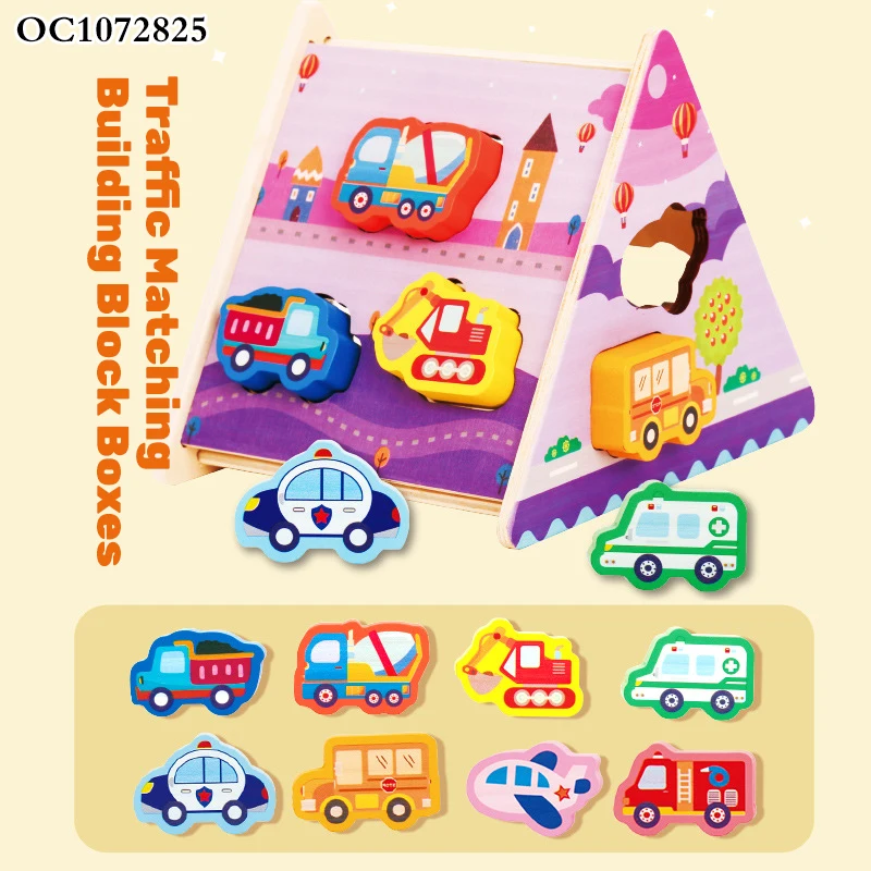 Traffic theme car shape children cognitive development toys wooden memory matching board game montessori for sale