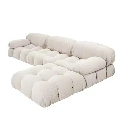 Minimalist Modular Black Boucle Sofa for Living Room - Space-Saving Design with Multiple Orientation Options, Factory Made
