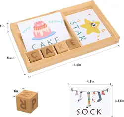 Customized Early Educational Toys Wooden Montessori Educational Spelling Words Game Learning Educational Toys Matching Letter