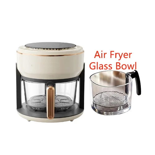 Cheap home appliances kitchen part Air fryer Borosilicate Glass Bowl 3L Round Oven Air Fryer Glass Bowl