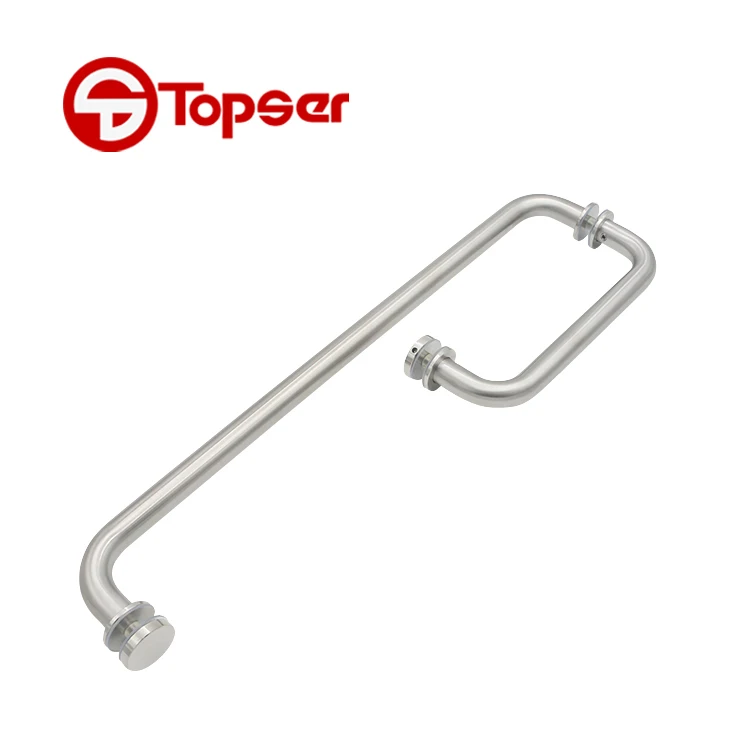 Bathroom Stainless Steel 8*18 Inches G Type Round Pipe Back to Back Glass Door Pull Handle