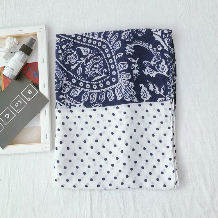 Hijab  cotton scarf printed hijab cotton viscose hijab Muslim shawl for women with scarves