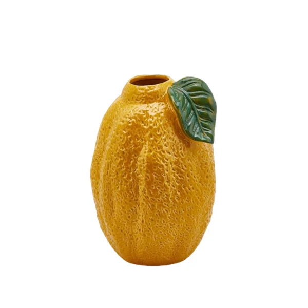 Custom creative Italy small sorrento lemon ceramic flower vase for home decor indoor fruit shape plant pots lager flower vase