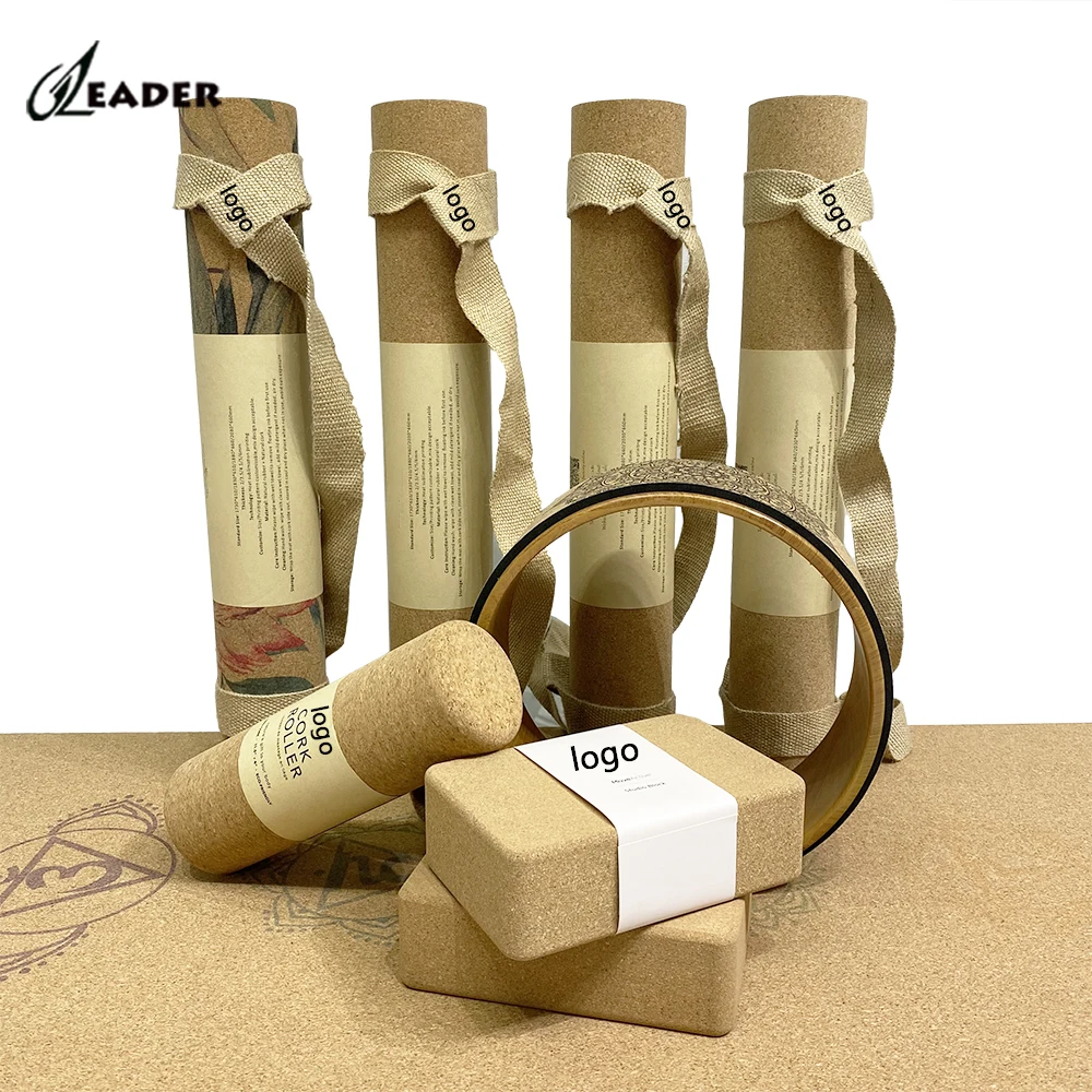 Plain Thin Eco Friendly Natural Cork Yoga Mat Starter Kit