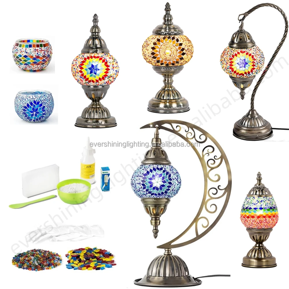 Marrakech Handmade Moroccan Moon Lamp DIY Mosaic Turkish Stained GLass Lamp Kits