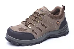 Army green flip fur breathable hiking  anti-smashing stab PU solid soles shoes outdoor climbing shoes