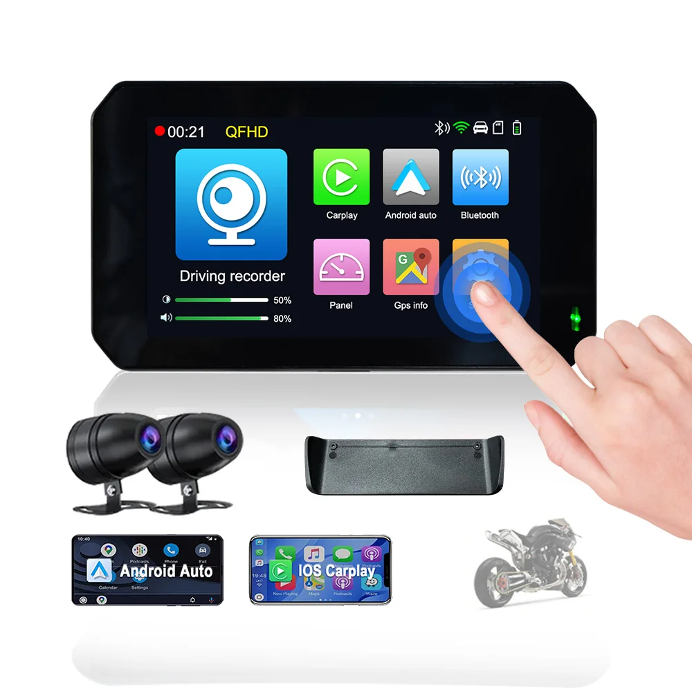 Lancol Motorcycle GPS IPX7 Waterproof 5 inch Touch Screen Motor Carplay with Pront P501-D