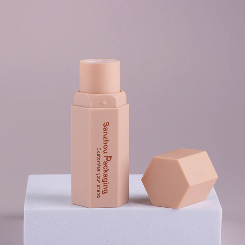 Empty hexagon tubby unique lipstick foundation blush tube twist up mini balm container makeup stick tube