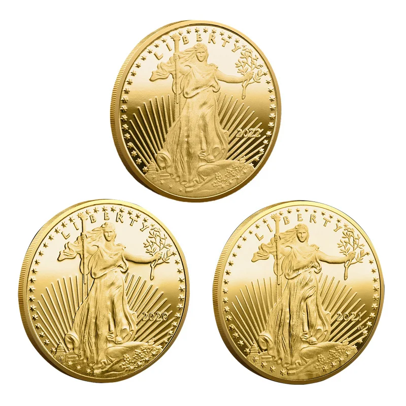 Памятные монеты в наличии, толщина слоя из тонкого золота США, золотое покрытие 1 унция, вольфрамовая монета, золото