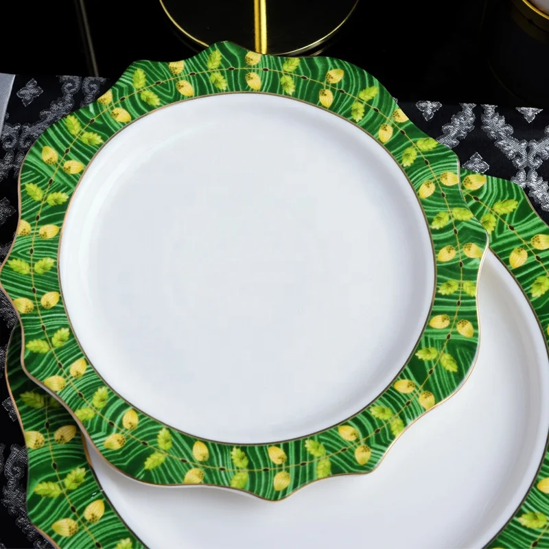 Ceramic serving plates 8inch 10inch wedding charger plates custom printing porcelain plates