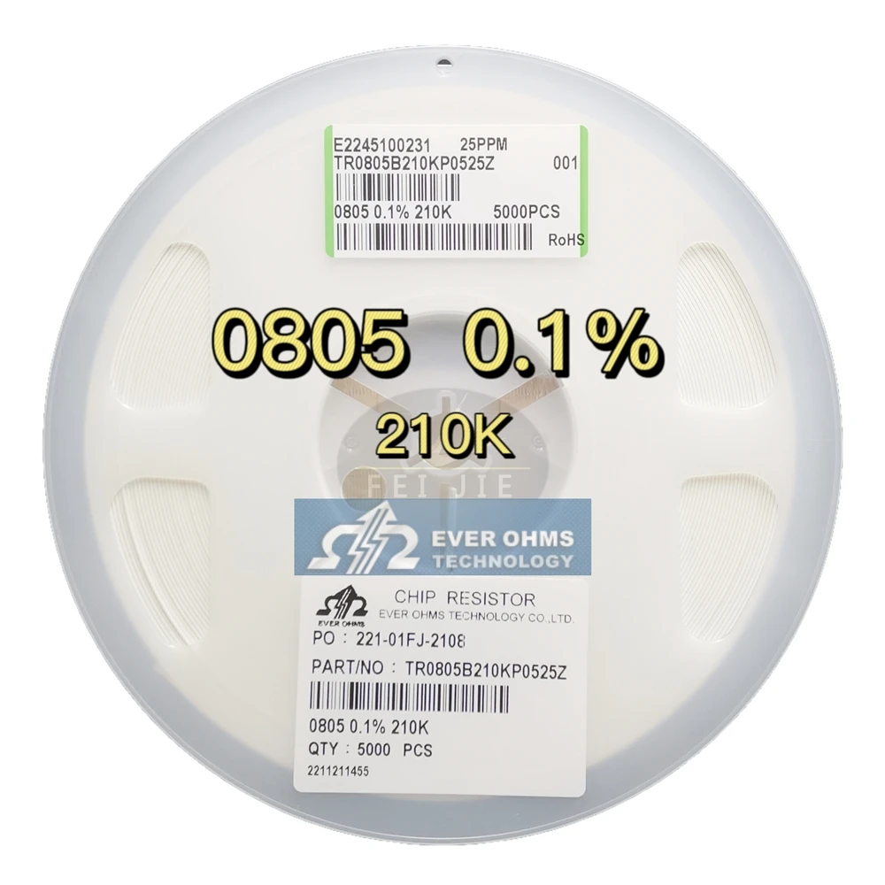 Тонкопленочный прецизионный RESISTOR0805-210K 0.1% 25PPMTR0805B210KP0525Z