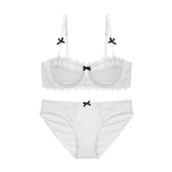 Ультратонкое нижнее белье, кружевной прозрачный сексуальный комплект с бюстгальтером, женские комплекты больших размеров с бюстгальтером с получашкой и трусиками