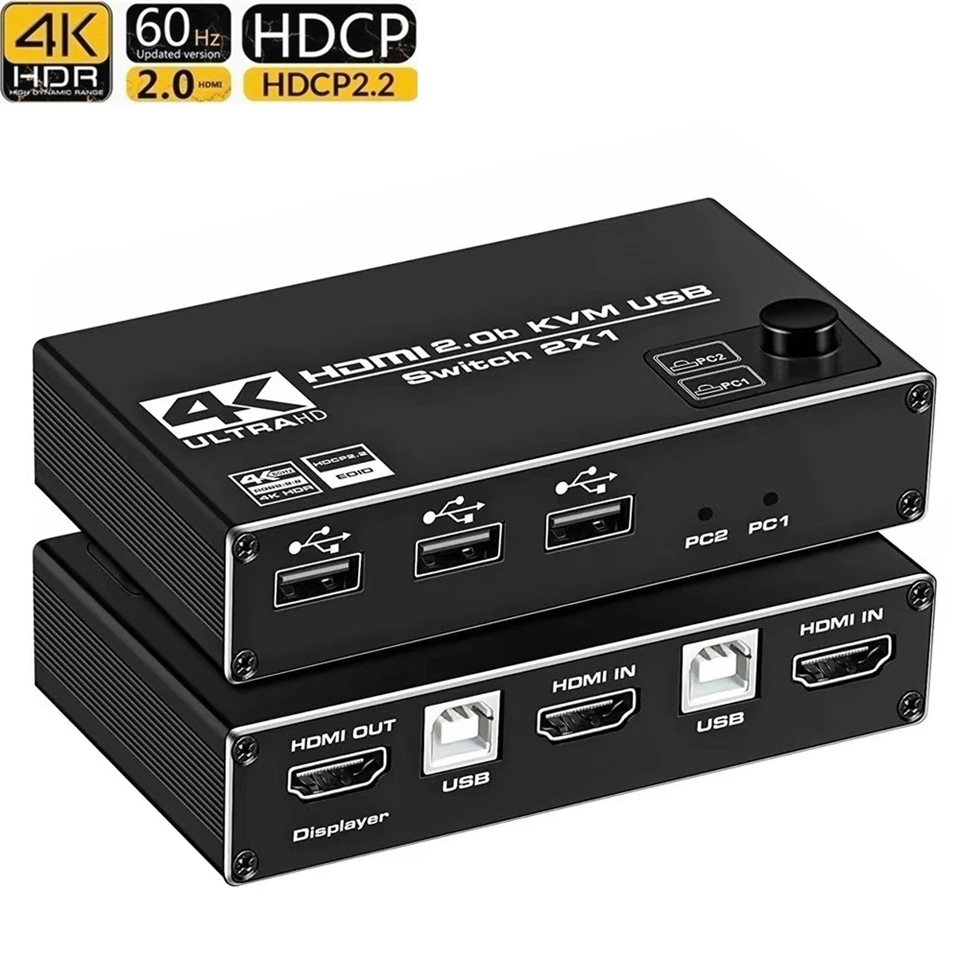 8K HDMI 2,1 квм-переключатель сплиттер USB 3,0 квм-переключатель USB 2 в 1 выход переключатель для компьютерного монитора клавиатуры мыши EDID HDCP печать