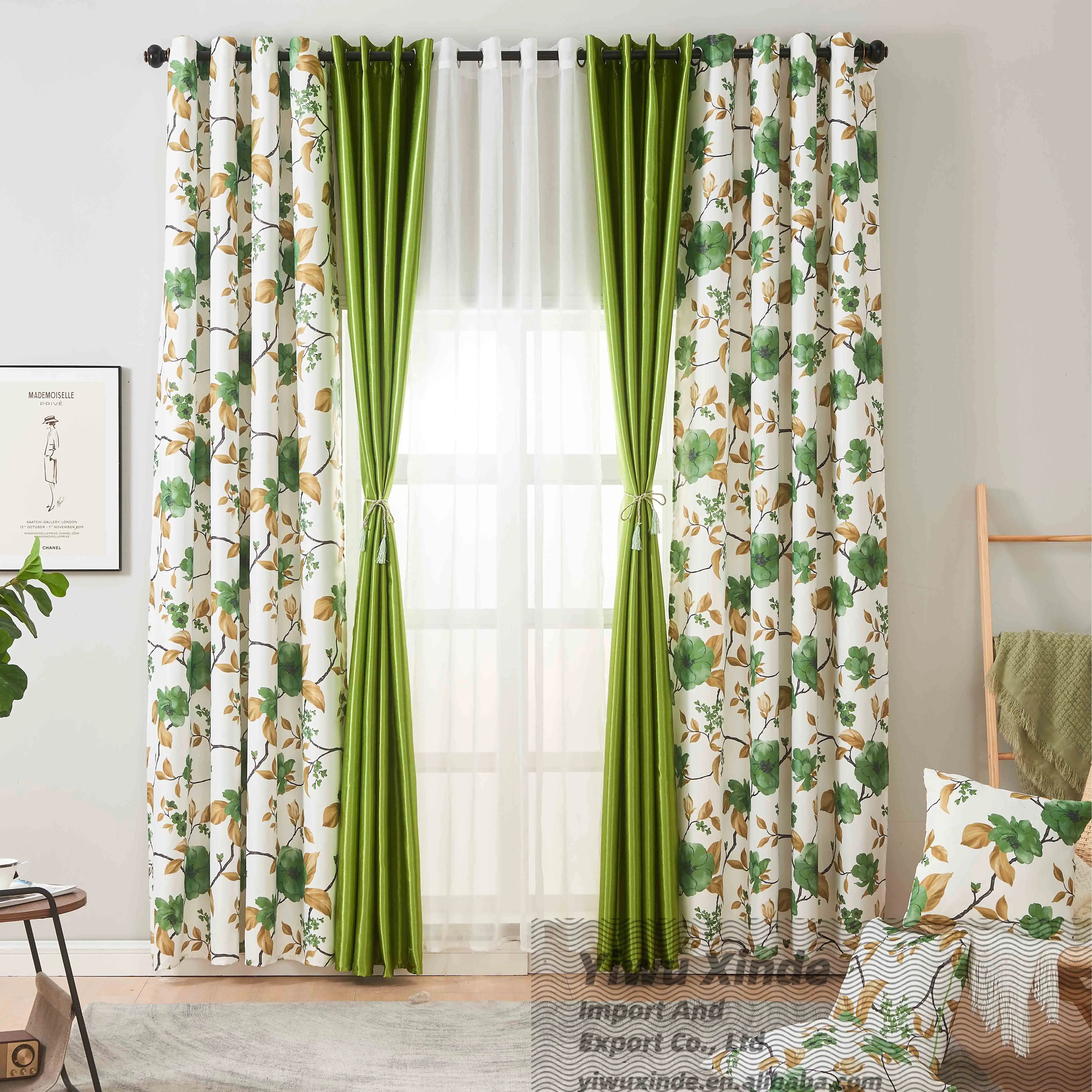 2024 New style  floral design blackout decorative window curtain fabrics blackout curtains for living room