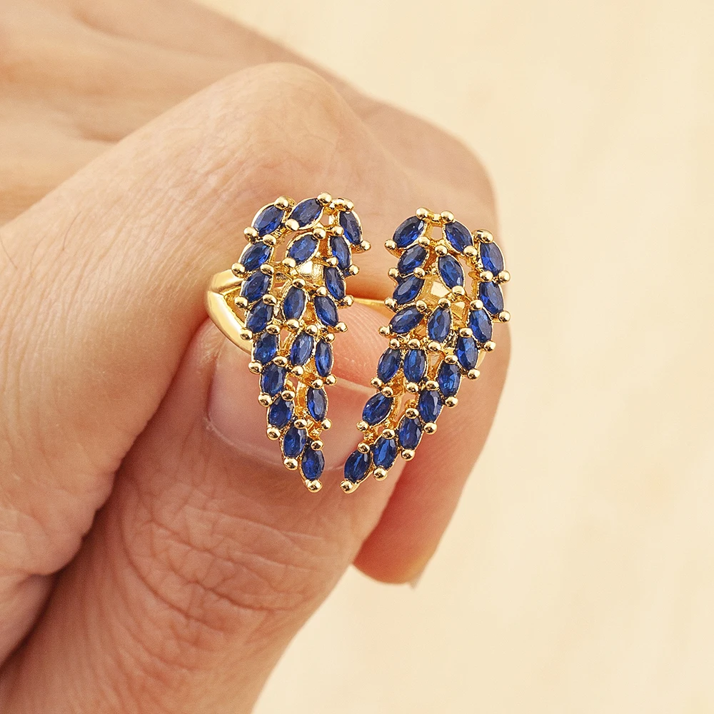 QIKU Creative Design Split Heart Shape Women Ring Opening Adjustable Copper Zircon Luxury Jewelry Unusual Accessories Girl Gift