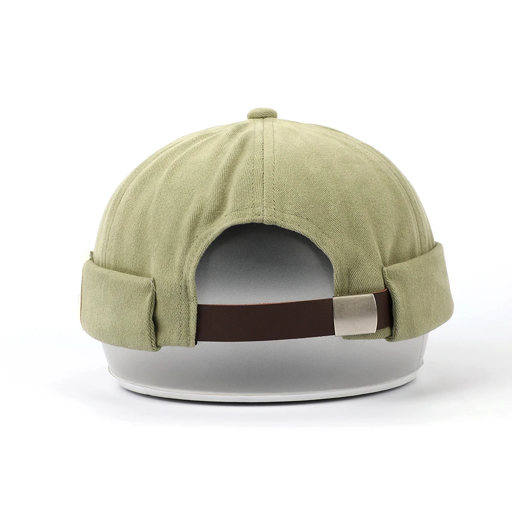 Custom High Quality 6 Panel Cotton Stylish Street Casual VisorLess Skull Sailor Cap,Rolled Cuff Watch Brimless Docker Hat