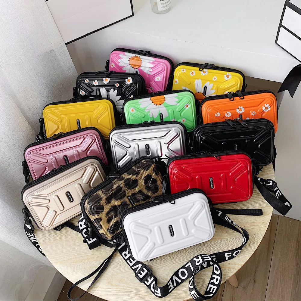 
Web celebrity box pack Carry the new mini hard shell suitcase One shoulder crossbody bag small square bag 