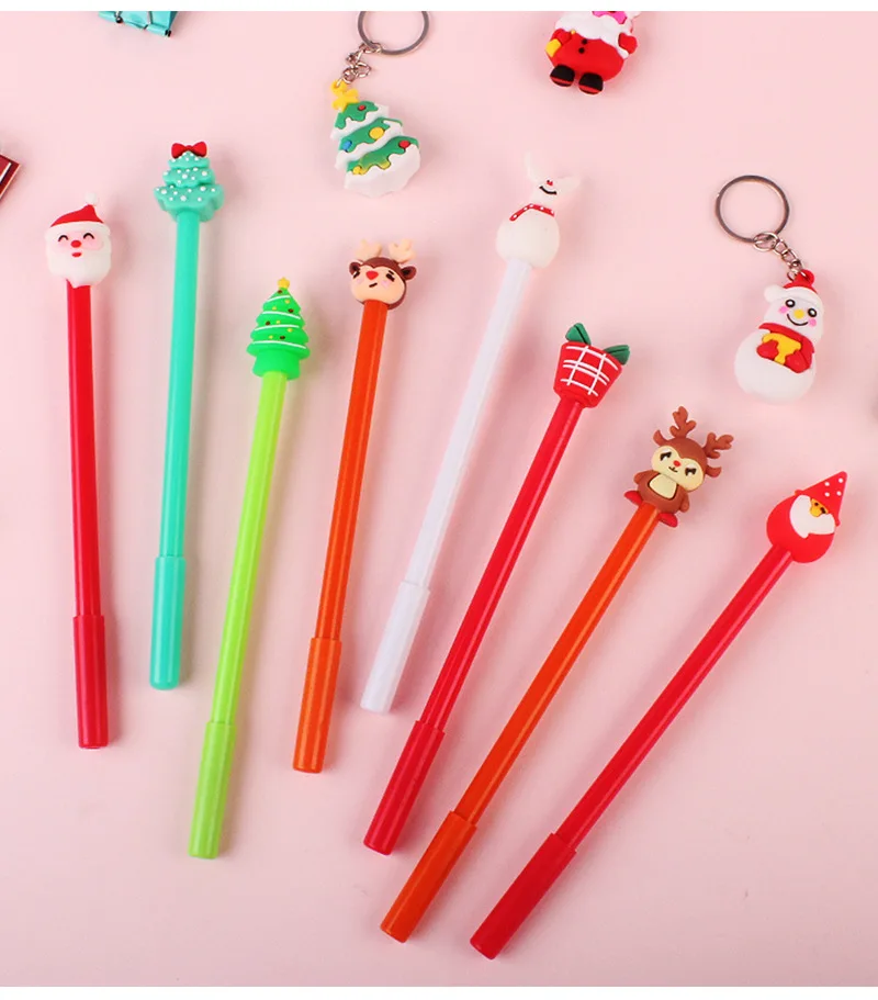 Cartoon Christmas 3D Neutral Pen Full Needle Smooth Water Slide Neutral Pen Black Pen Core Santa Claus Animal