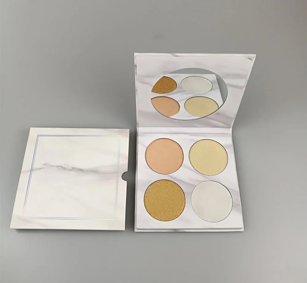 
Wholesale Custom No Label 4 Color Vegan Face Pressed Powder Shimmer Powder Highlighter Palette 