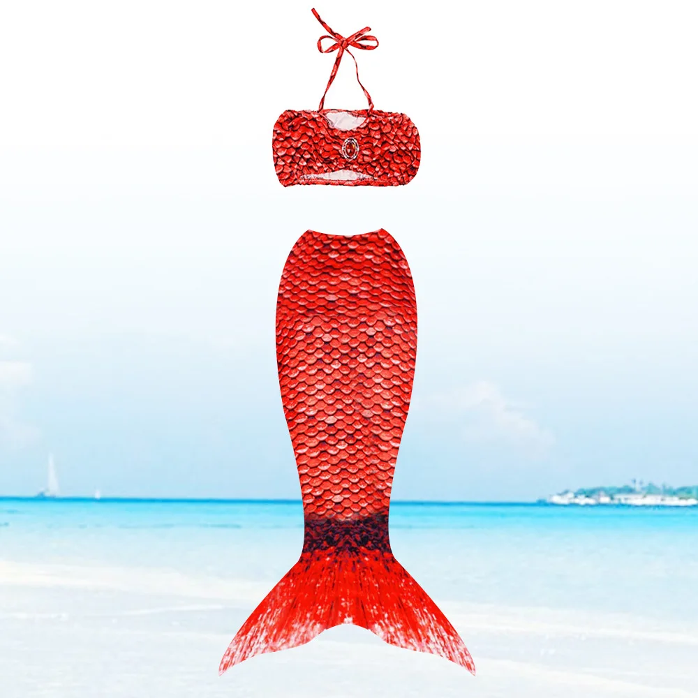 2021 HO Girls Mermaid Swimsuits 3PCS/Set Girls Bikini Set Mermaid Tails with Fin Swimsuit Bikini Swimwear For Girls