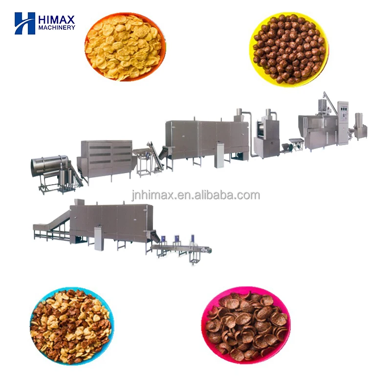 Industrial Crispy Puffed Breakfast Cereal Maker Corn Flakes Extruder Machine