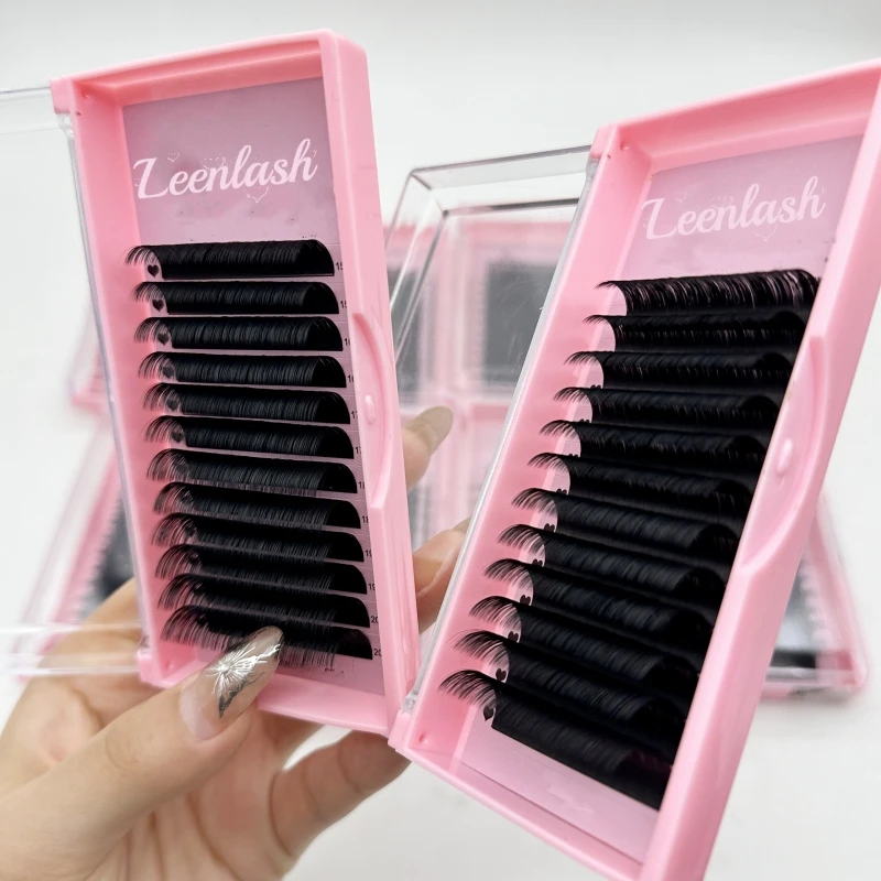 Leenlash russian volume pbt material korea fluffy classic eyelash extension fluffy individual eyelashes extensions