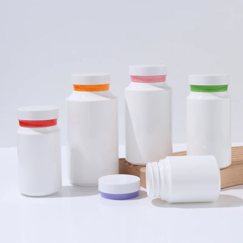 Mini Healthy Medical White PET Plastic Empty Vitamin Pill 275CC 200CC 150CC 120CC 80CC Capsule Bottle With Cap