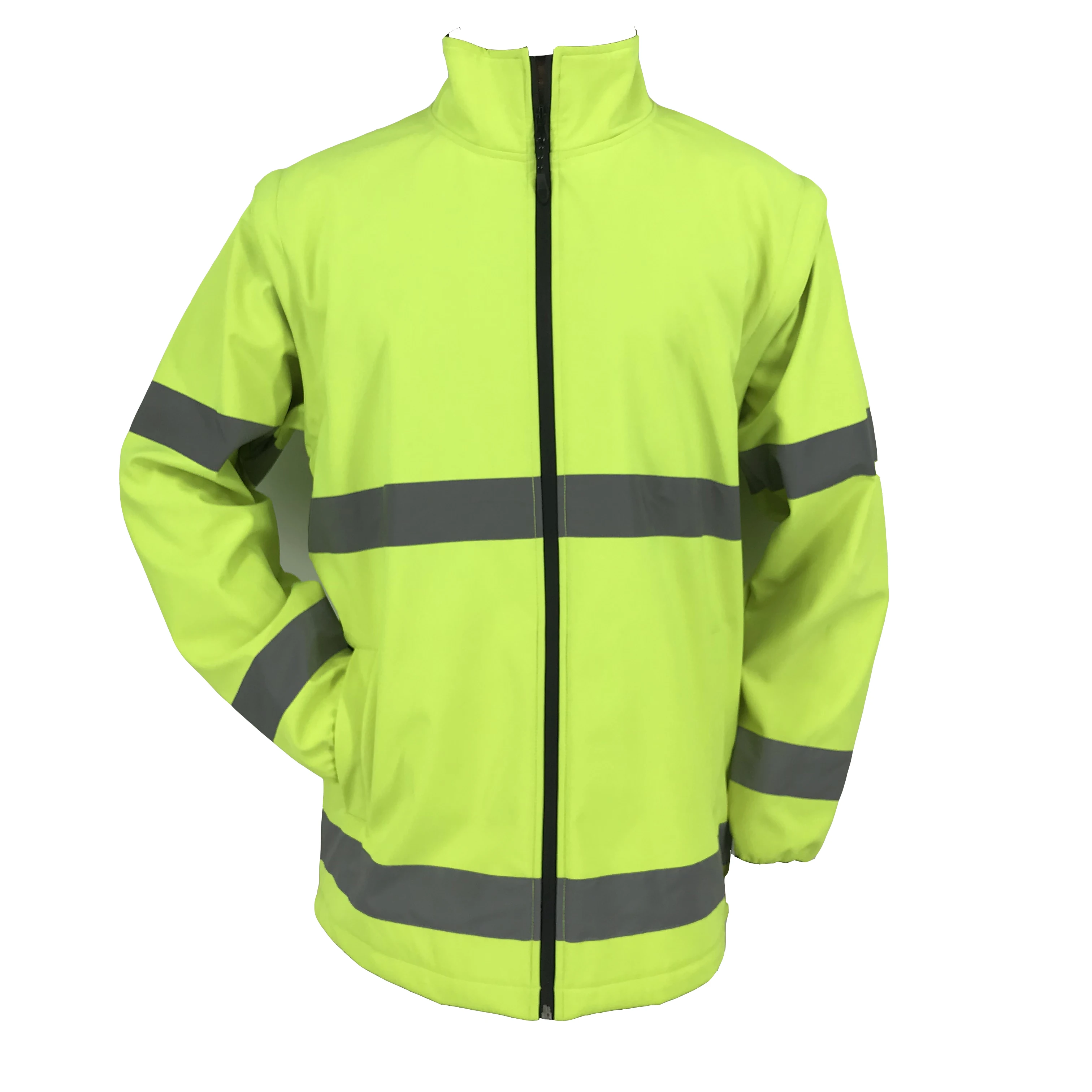 
 OEM hi vis softshell куртка для мужчин полиэстер ткань с полиуретановым покрытием непромокаемая Светоотражающая Спецодежда со съемными рукавами  