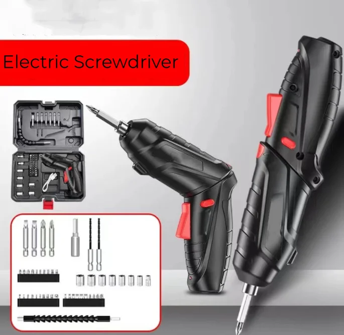 Portable 4.2V Mini cheap cordless electric screwdriver set manual 47pcs Electric screwdriver