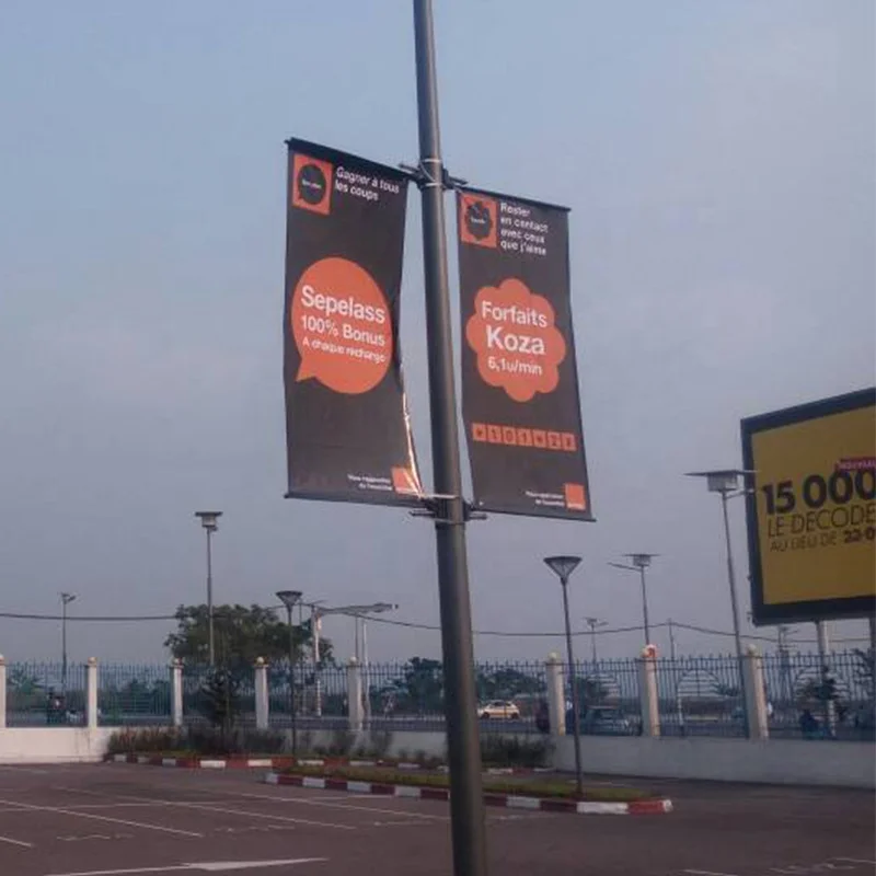 Street Lamp Pole Flag Double-sided Light Pillar Flex Banner Tension System