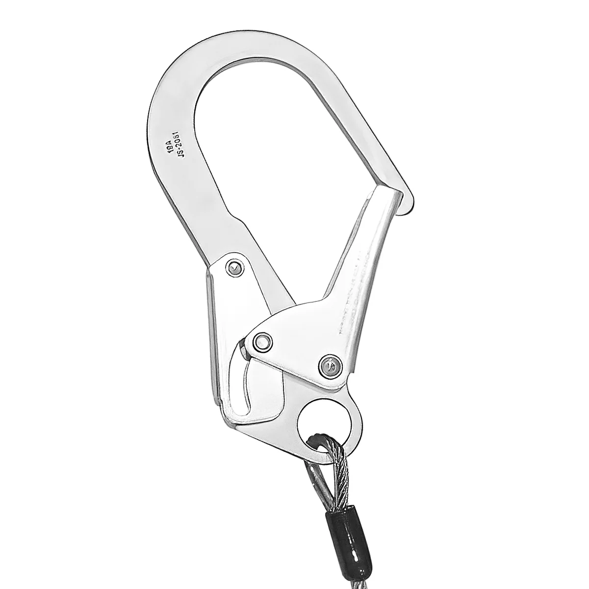 EN355 High quality fall protection double hook wire rope safety lanyard with shock absorber