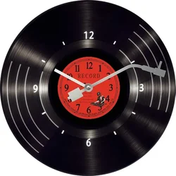 European Retro Nostalgic Ultra-Quiet Vinyl Record Personality Cafe Bar Decorative Wall Clock