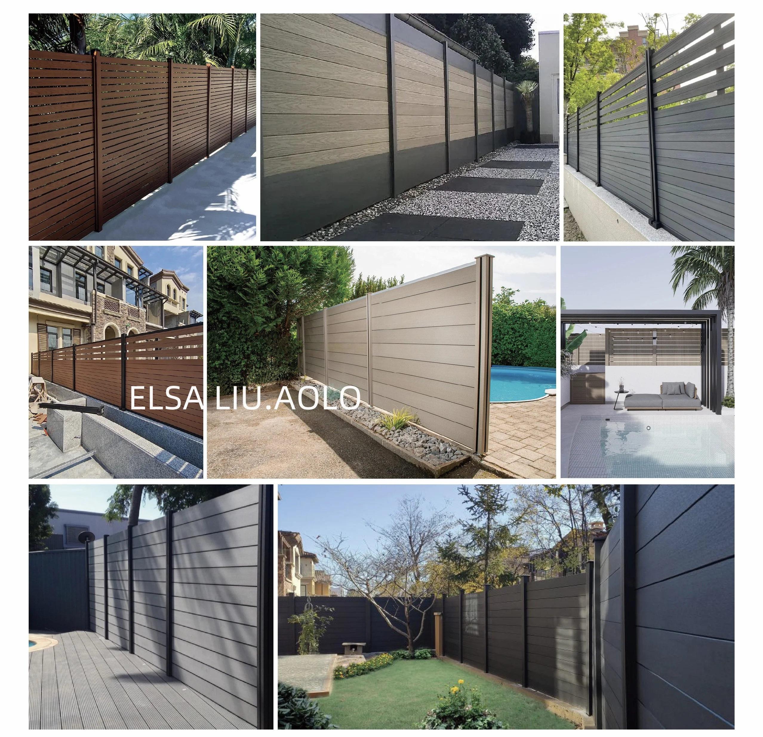 Luxury Water-Proof WPC Composite Outdoor Garden Fence Fashionable Wood Facade Aluminium Post Villas Co-Extrusion Wall Boards