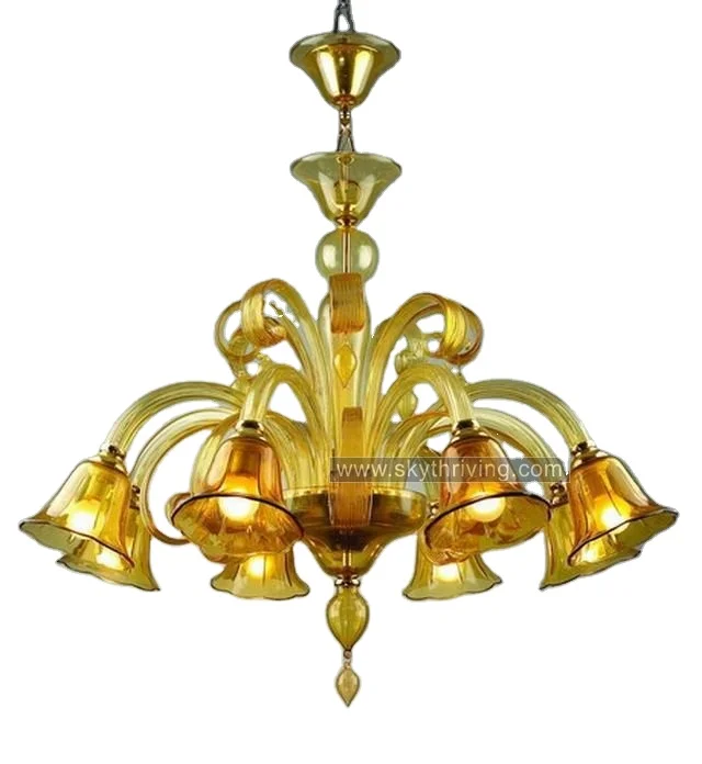 golden flower blown glass pendant lamp