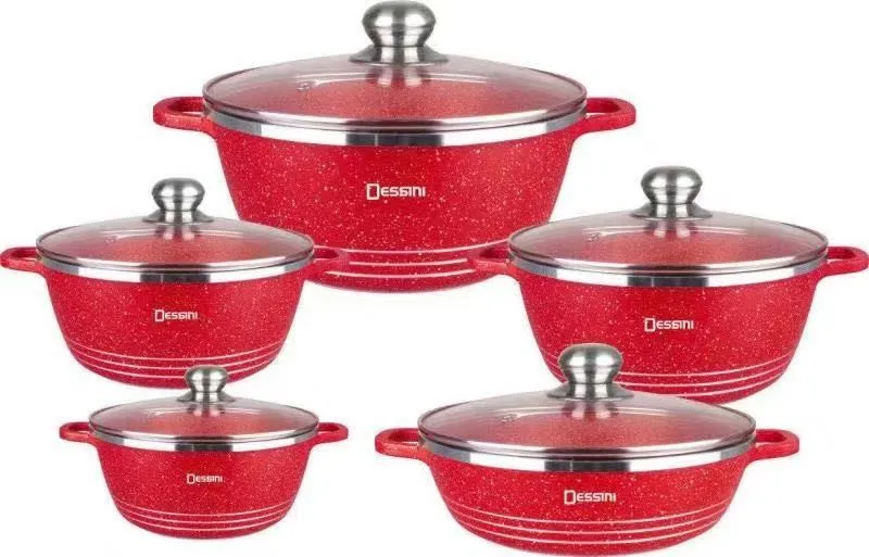 Dessini  Cooking Pots and Pans Cooker Sets Nonstick Coating Glass Lid Non-stick Cookware Set