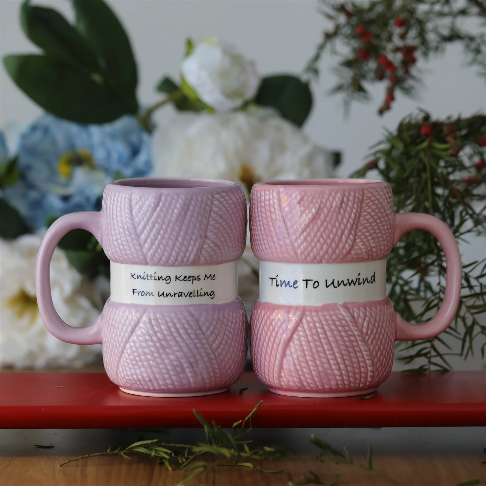 Novelty Knitting Gift Mug Crochet Coffee Cup Wool Ceramic Mug