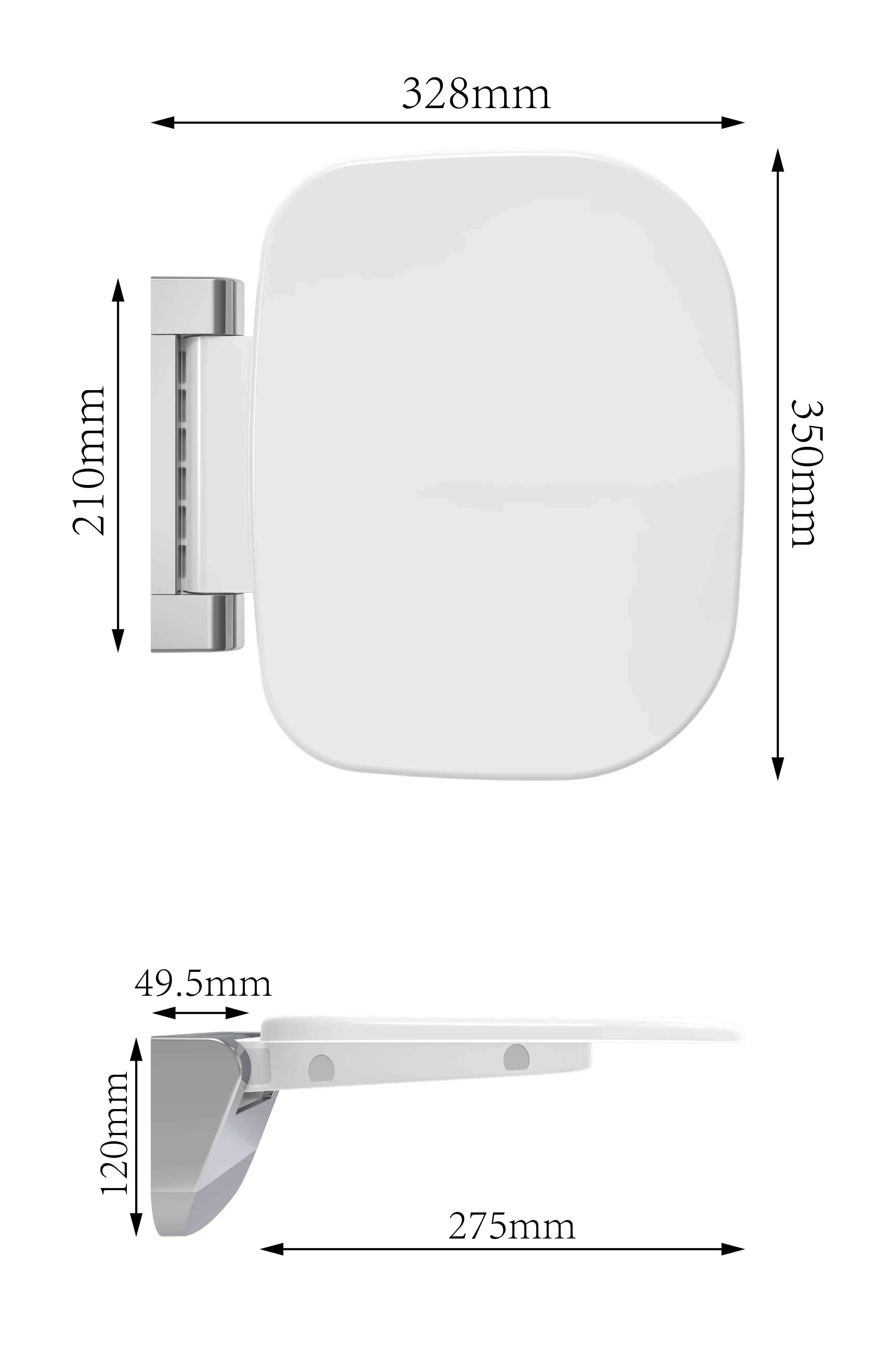 Non-slip Wall Mounted Wall Chair Folding Bathroom Shower Seat