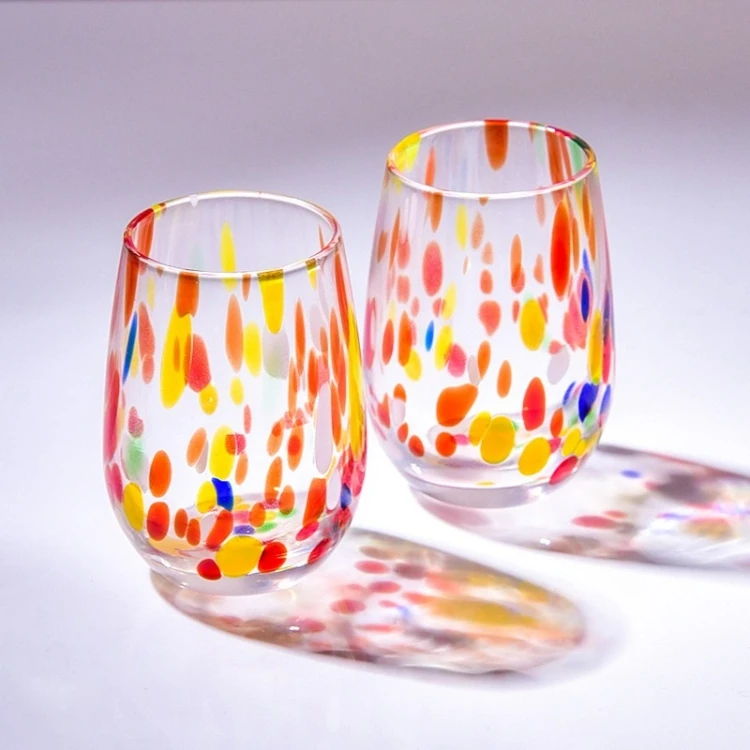 Creative Colorful Dot Sake Set Wholesale Japanese Glass Sake Pot Set Glass Vase Art Decor Factory Provide