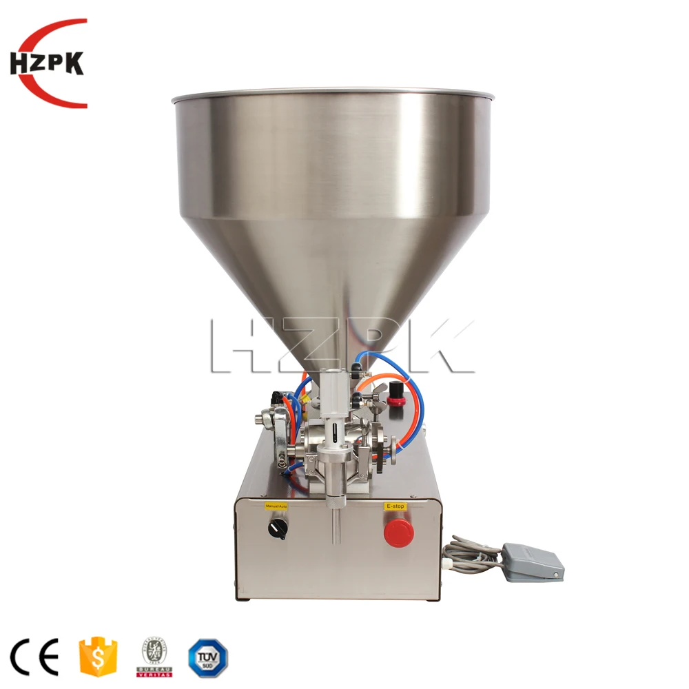 HZPK Semi Auto Sauce Honey Whipped Cream Chargers Bottle Paste Liquid Filling Machine