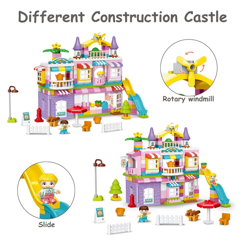 Kids Construction House Model Bricks Toy Creative  Figures Castle House Villa Building Block Set
