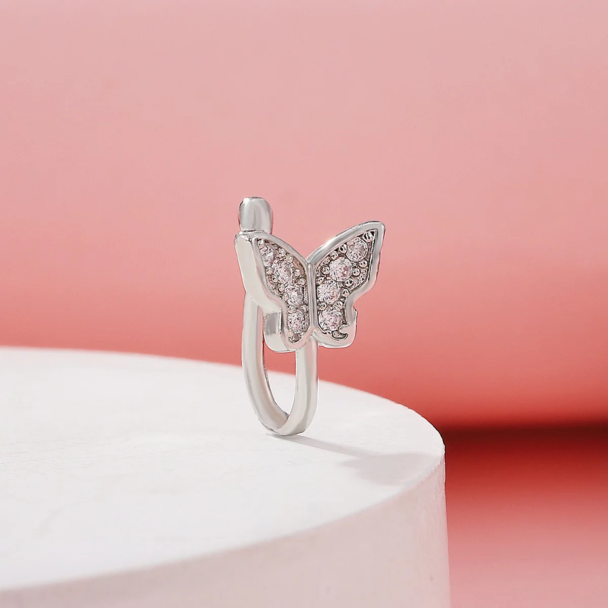 Piercing Jewelry Butterfly Non-pierced Nose Clip Copper Inlaid Zircon U-shaped Nose ring