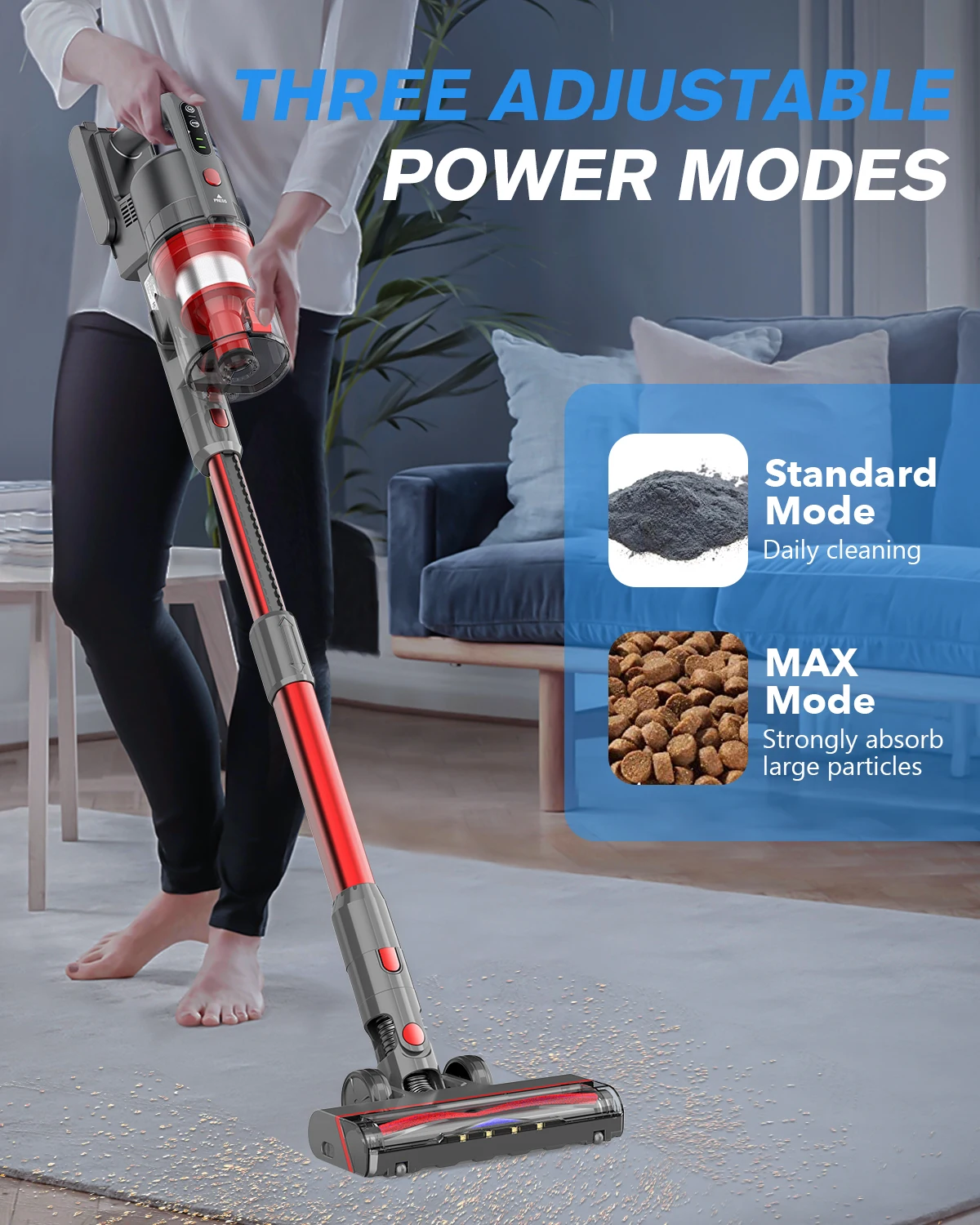 Domestic Handheld Stick Bagless Cordless Carpet Vacuum Cleaner with Motorized Brush