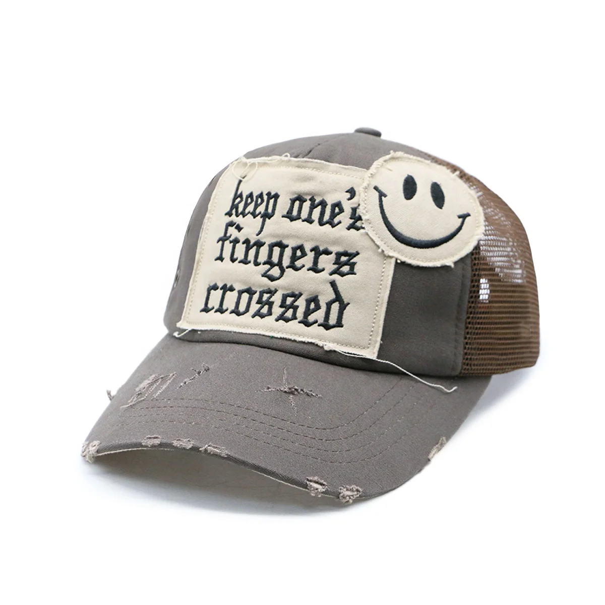 custom embroidery patch unstructructured heavy washed foam mesh trucker hat distressed dad hat