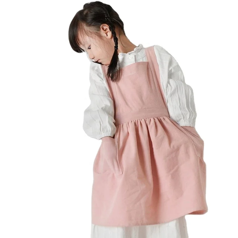 Customised children linen Apron for kitchen kids cotton and linen aprons