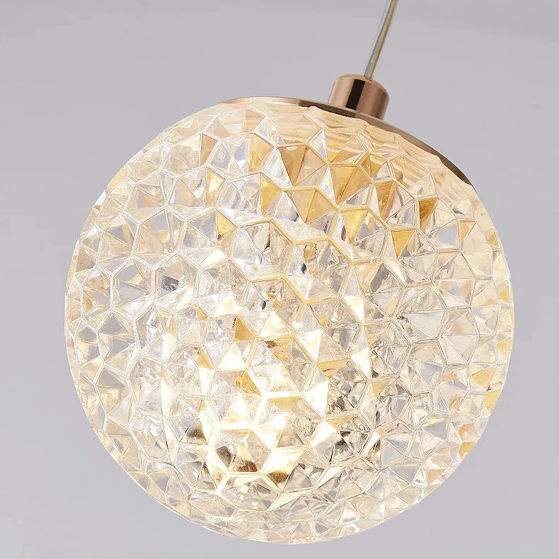 Modern multi-head glass pendant wire spherical restaurant chandelier creative personality villa stair led pendant light