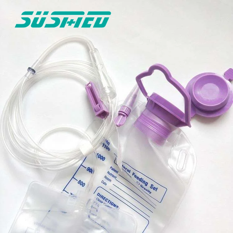 Disposable Medical Enteral Gravity Feeding Bag Set For Feeding Pump Using