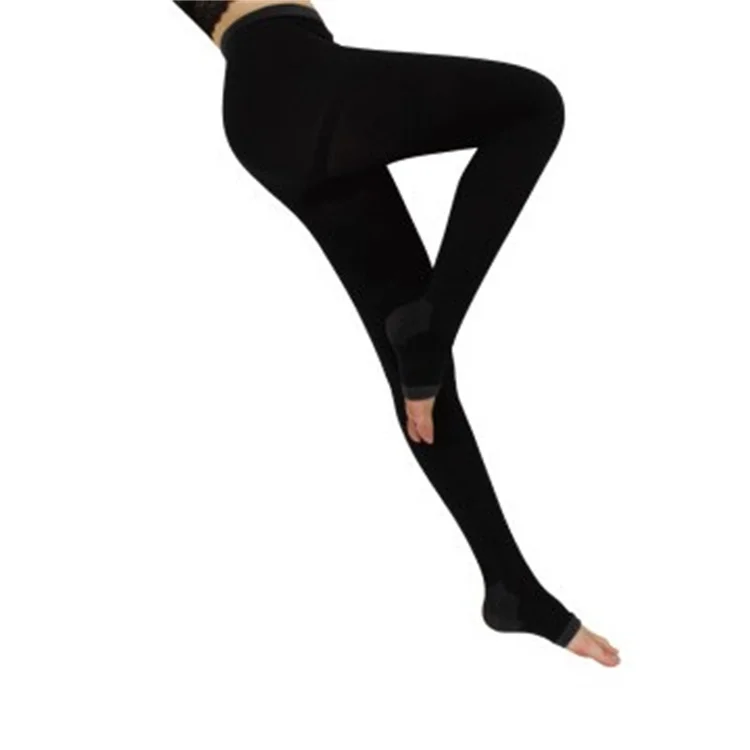 Black Long Women Fashion Compression Socks Open Toe Night-Wear Socks Pantyhose