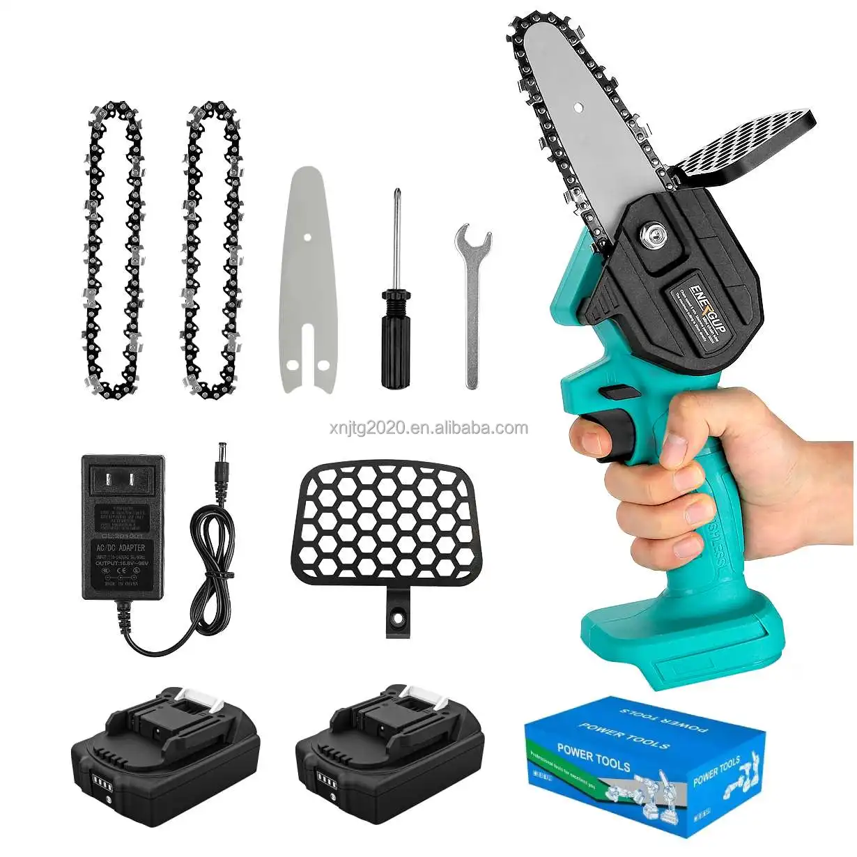 EU/USA Stock 18V Battery Chain Saw Cordless Wood Cutting Portable Mini Electric Chainsaw 4 Inch