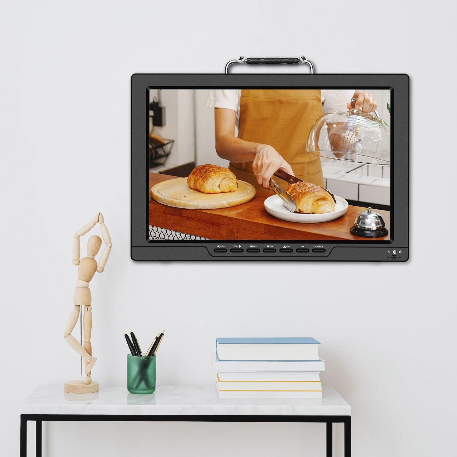 13.3 inches Fashion Tv Rechargeable Battery Digital ATSC DVB-T2 ISDB-T Portable Mini TV