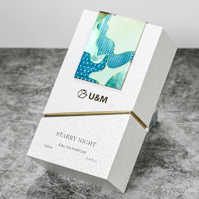 Custom Luxury Pearl Paper Hot Stamping & UV Printing Gift Arabian Perfume Packaging Storage Box for Perfume Bottles